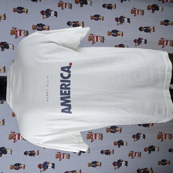 Vintage Perry Ellis America spellout graphic XL Big single stitch white t-shirt - Picture 4 of 6